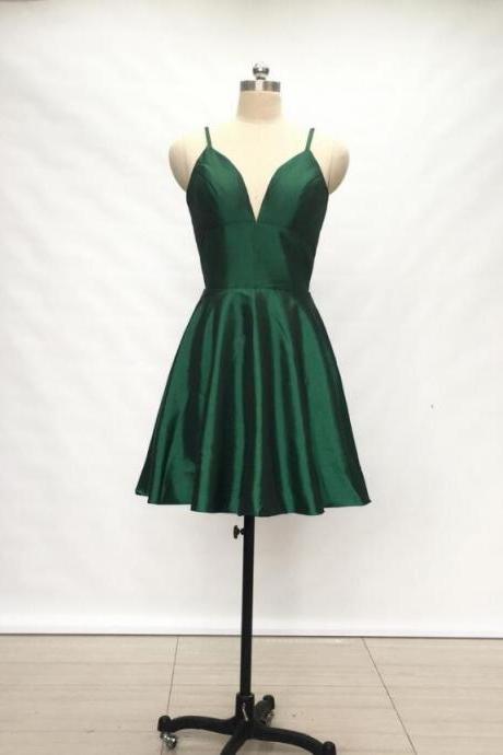 Emerald Green Taffeta Short Homecoming Dress A Line Sweet 16 Prom Dress Junior Party Gowns