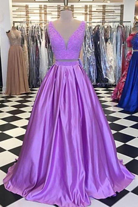 Sexy Purple Satin Long Prom Dress A Line Women Party Dresses Custom Made Women Party Gowns