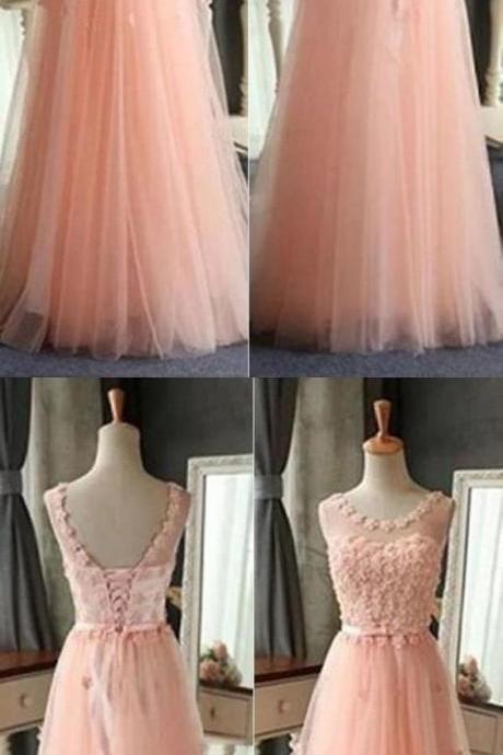 Fashion A Line Pink Tulle Formal Evening Dress Off Shoulder Women Party Gowns .sexy Backless Formal Prom Party Gowns