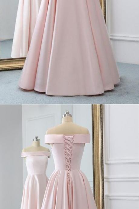 Sexy A Line Light Pink Satin Long Prom Dress Strapless Prom Party Gowns,Plus Size Evening Dress 