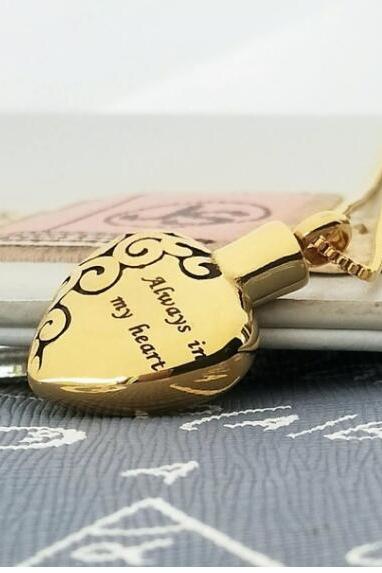 Gold Heart ashes necklace memorial jewelry cremation urns funeral accessories