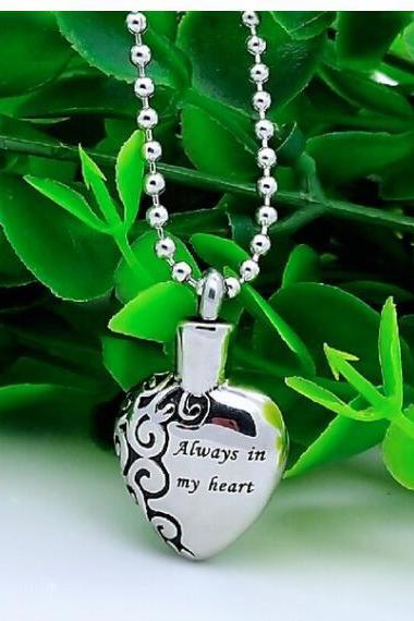 Silver Heart ashes necklace memorial jewelry cremation urns funeral accessories