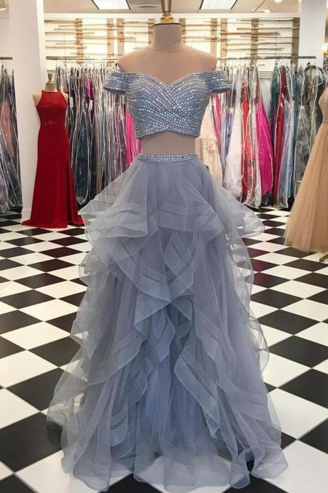 Prom Party Dresses Gray Tulle Long Prom Gowns Fasdhion Women Pageant Gowns Plus Size Homecoming Party Dress