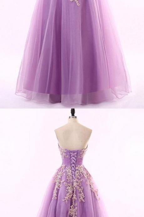 Off Shoulder Sexy Purple Tulle Lace Appliqued Long Prom Dress With Beaded Custom Made Quinceanera Dress, Plus Size Sweet 15 Quinceanera Gowns 