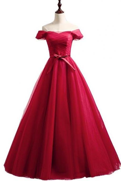 Red Prom Dress A Line Women Party Gowns Plus Size Wedding Guest Gowns .off Shoulder Quinceanera Party Gowns 2019