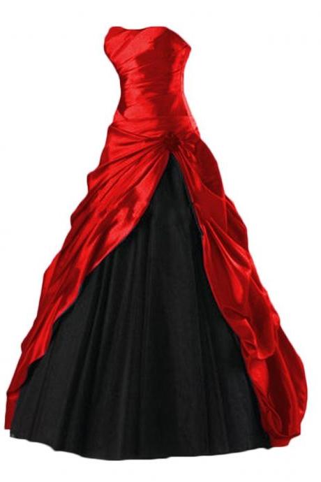 Elegant Long Prom Dress Tulle Taffeta Ball Gown Party Formal Dress,sexy Tulle Prom Dresses, Wedding Guest Gowns