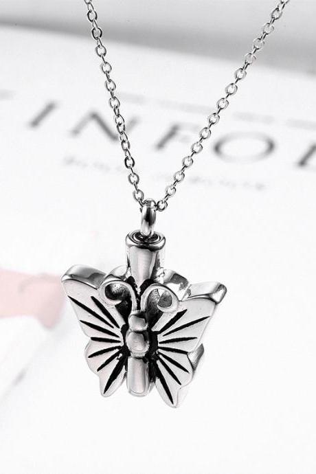 Bullet Pendant Fragrance Bottle Locket Lord's Prayer Cross Necklace for Christian cremation ash necklace keepsake urn memorial jewelry Butterfly