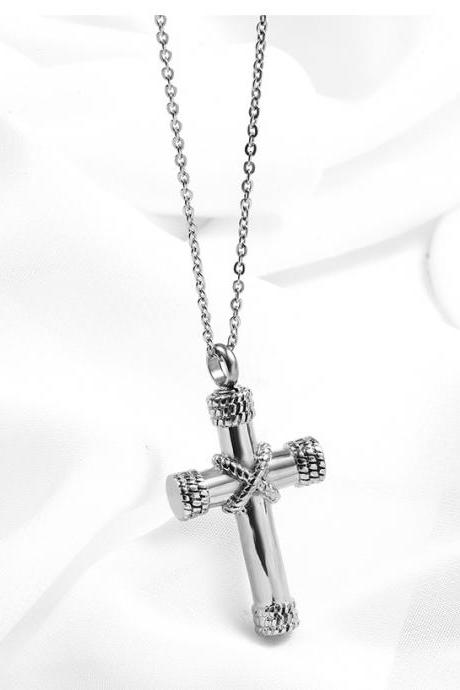 Bullet Pendant Fragrance Bottle Locket Lord's Prayer Cross Necklace For Christian Cremation Ash Necklace Keepsake Urn Memorial