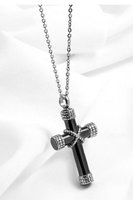 Bullet Pendant Fragrance Bottle Locket Lord&amp;#039;s Prayer Cross Necklace For Christian Cremation Ash Necklace Keepsake Urn Memorial