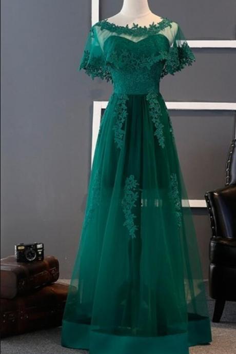 Off Shoulder Green Lace Formal Evening Dress A Line Long Prom Party Gowns Custom Made Pageant Gowns
