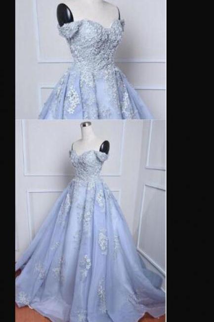 Arival A Line Lace Long Prom Dress With Appliqued Custom Made Sweet Prom Party Gowns , Sexy Pricess Quinceanera Dress