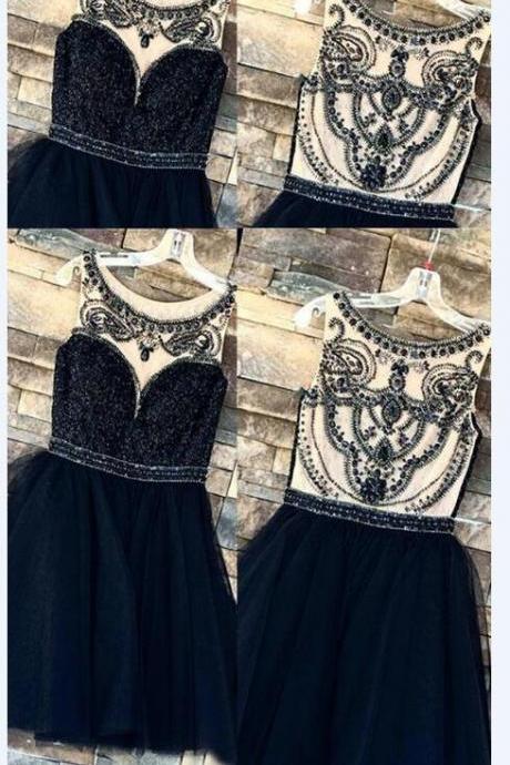 Luxury Beaded Black Sheer Short Homecoming Dress Strapless Junior Party Gowns Plus Size Party Gowns 2020