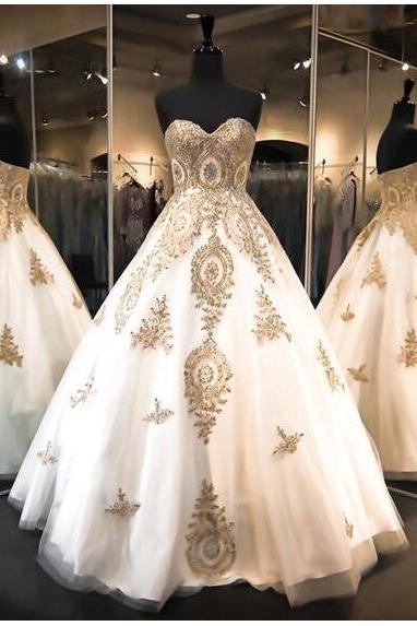 New Arrival Sweetheart Ball Gown Wedding Dresses With Lace Appliqued Plus Size Women Bridal Gowns 