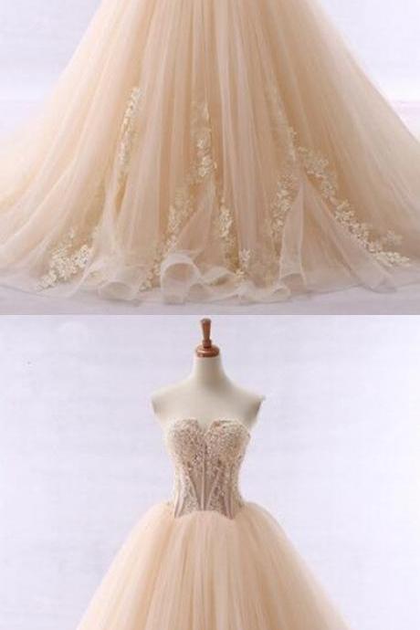 Arrival Champagne Lace Ball Gown Quiceanera Dresses Sweet 16 Prom Party Gowns Appliqued Evening Gowns 2020