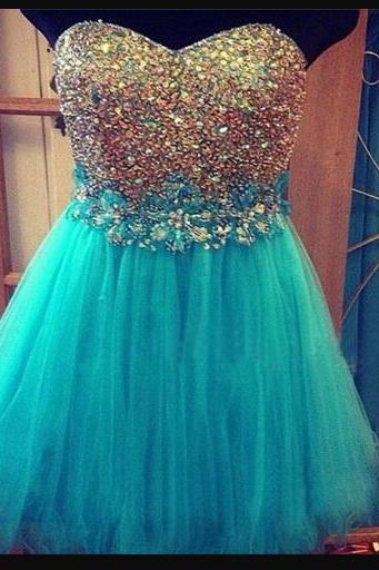 Luxury Beaded Crystal Short Homecoming Dress , Junior Party Dress, Short Cocktail Party Gowns