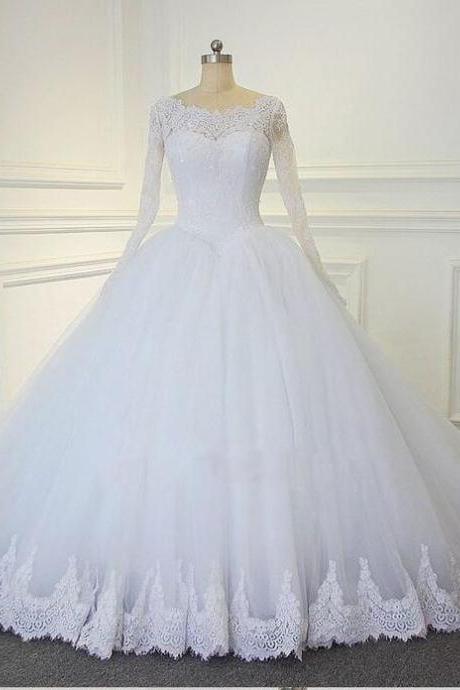 Custom Made White Lace Long Sleeve China Muslim Wedding Dresses Custom Made High Neck China Wedding Gowns 2020
