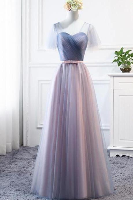 Ruffle Long Bridesmaid Dress A Line V-neck Off Shoulder Bridesmaids Dresses, Bridesmaid Gowns 2020