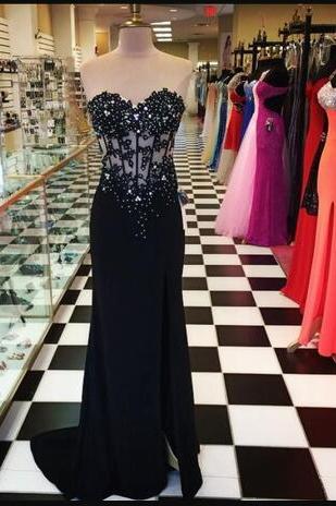Black Chiffon A Line Lace Corset Long Prom Dress Sleeveless Cheap Prom Party Gowns , Black Evening Dress 2020