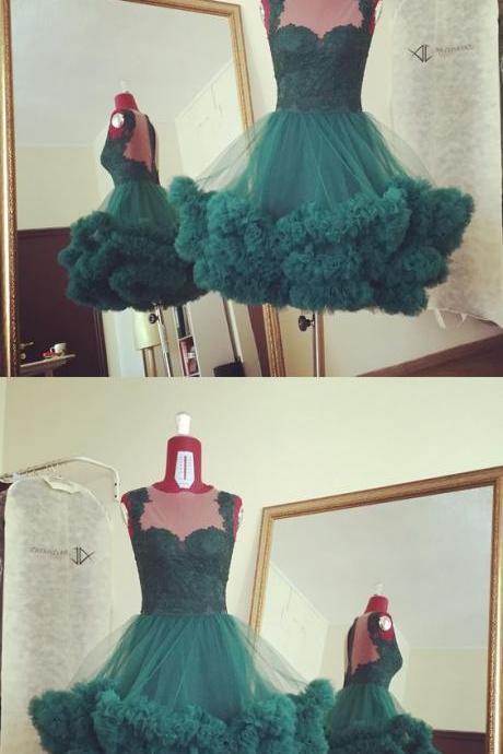 Green Tulle Short Homecoming Dress Off Shoulder Women Pageant Gowns , Short Prom Gowns 2020