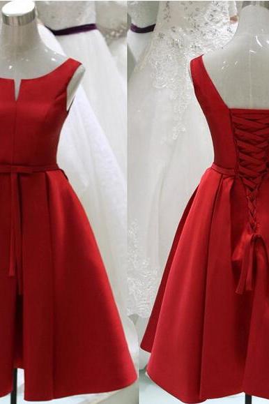 Off Shoulder Red Satin Short Homecoming Dress A Line Cocktail Gowns Short,short Cocktail Dress, Sweet Junior Party Gowns