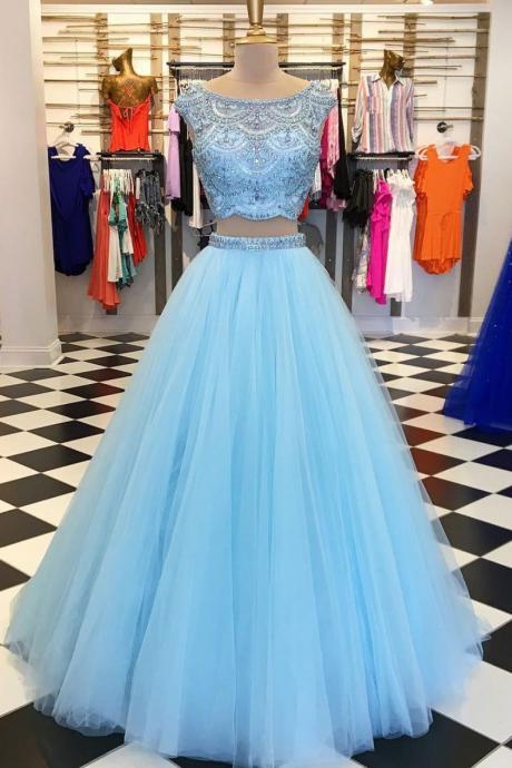 Luxury Beaded Two Pieces A Line Long Prom Dress Off Shoulder Prom Party Gowns Custom Made Pageant Homecoming Dresses 2020