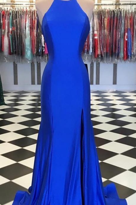 Fashion Royal Blue Satin Mermaid Prom Dress Prom Party Gowns ,custom Made Long Evening Dress,