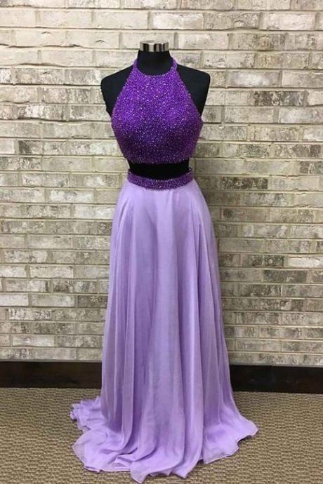 Charming Beaded Corset Long Prom Dresses Two Pieces Women Party Gowns ,a Line Women Gowns , Long Prom Gowns