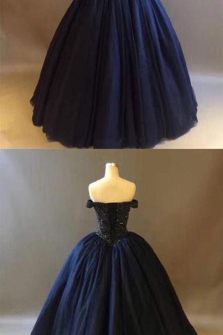 Charming Custom Made Beaded Ball Gown Prom Dresses Sexy Women Party Gowns , 2020 Long Prom Gowns ,sweet Quinceanera Dresses