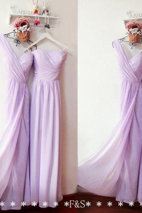 Light Lavender Ruffle Long Bridesmaid Dress, Maid Of Honor Dress, Bridesmaids Dresses