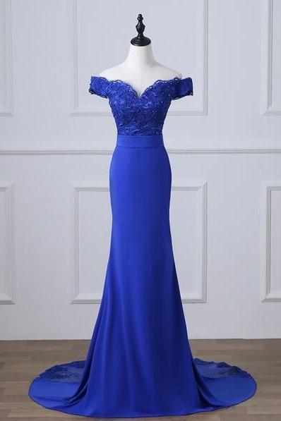 Custom Made Royal Blue Lace Mermaid Prom Dress Plus Size Women Pageant Gowns ,long Bridesmaid Dress