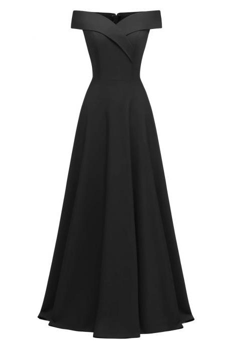 Sexy Black Strech Long Prom Dress A Line Women Evening Dress , Simple Evening Gowns ，long Bridesmaid Dress