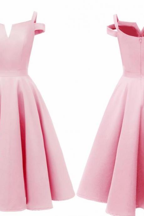 Pink Satin Short Homecoming Dress Women Summer Gowns ,short Prom Gowns , Junior Party Gowns