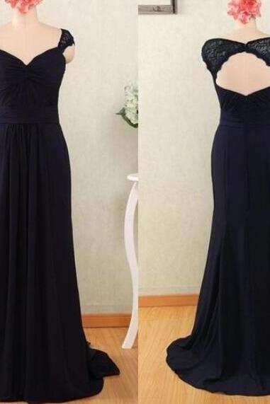 Sexy A Line Black Chiffon Ruffle Long Bridesmaid Dress Custom Made Wedding Party Gowns , Prom Gowns 2020