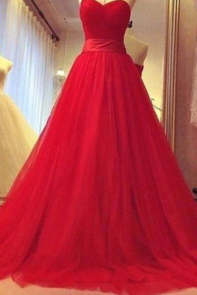 Off Shoulder Red Tulle A Line Long Prom Dress Custom Made Women Prom Party Gowns Plus Size Prom Gowns