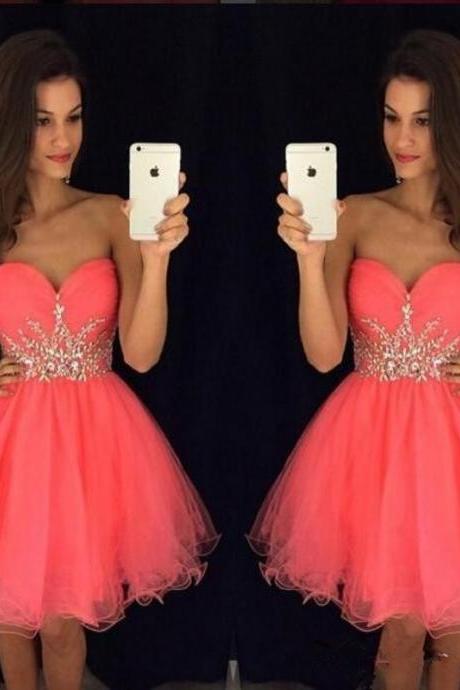 Shiny Beaded Short Homecoming Dress , A Line Wedding Guest Gowns , Sweet 16 Prom Gowns , Party Gowns