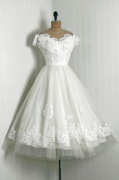 White Tulle Lace Short Homecoming Dress A Line Scoop Neck Mini Cocktail Party Gowns ,sweet 16 Prom Gowns