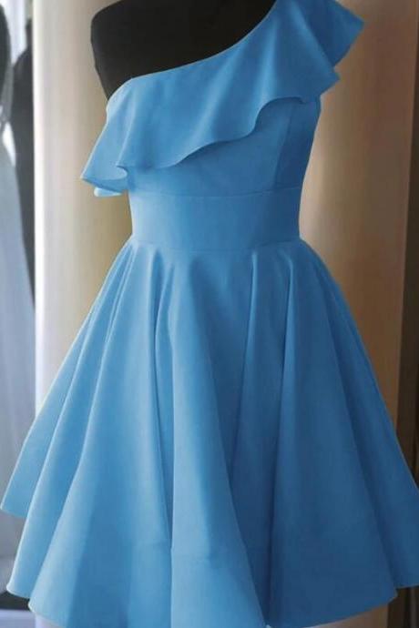 Cute One Shoulder Short Prom Dresses A Line Strapless Short Homecoming Party Gowns