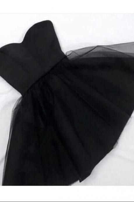 Sexy A Line Tulle Short Homecoming Dress Black Sweet 16 Prom Party Gowns ,Custom Made Party Gowns Short 2020