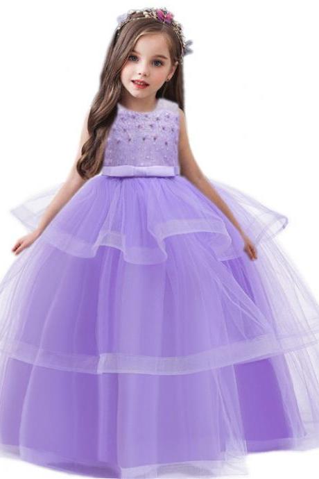 Sexy A Line Purple Flower Girls Dresses Women Party Gowns ,strapless Formal Girls Prom Gowns ,wedding Guest Gowns ,pricess Party Gowns ,formal