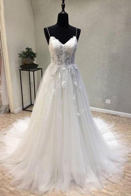 Arribal White Tulle Lace Wedding Dresses Sweet Women Wedding Gowns Bridal Gowns