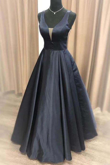Black Satin A Line Long Prom Dresses Custom Made Women Pageant Party Gowns ,wedding Guest Gowns