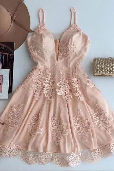 Spaghetti Strap Lace Tulle Short Homecoming Party Dress Custom Made Party Gowns ,Sweet 16 Prom Party Gowns 