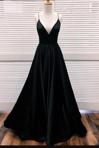 Black Satin Prom Party Dresses 2020 Wedding Guest Gowns ,plus Size Evening Gowns ,formal Dress