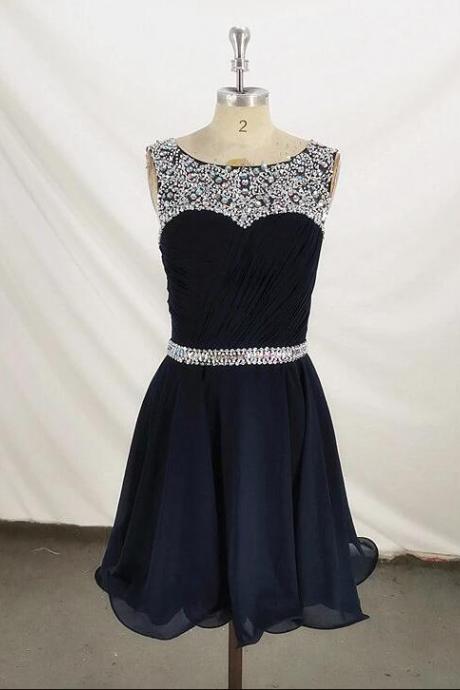 Off Shoulder Navy Blue Beaded Short Homecoming Dress A Line Mini Cocktail Party Gowns ,Cheap Party Gowns 