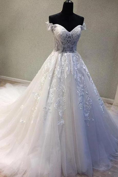 Fahion Sweetheart Tulle Lace China Wedding Dresses Off Shoulder Women Wedding Dresses,Newly Cheap Wedding Bridal gowns 