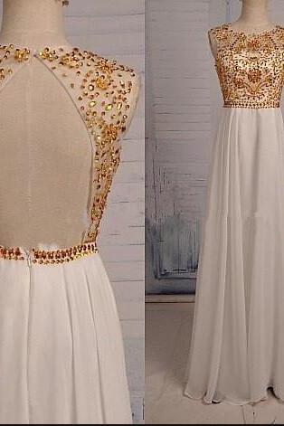 Sexy Backless Gold Beadeding A Line Long Prom Dress Off The Shoulder Women Party Gowns , Party Gowns 2020