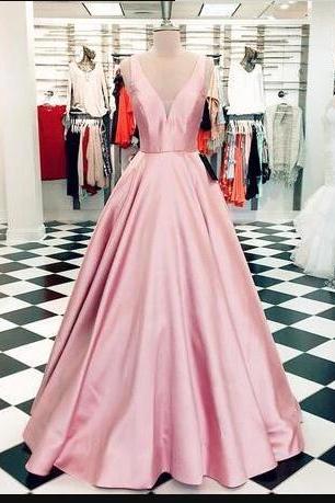 Pink Sarin A Line Long Prom Dewaa, Prom Gowns ,wedding Guest Gowns