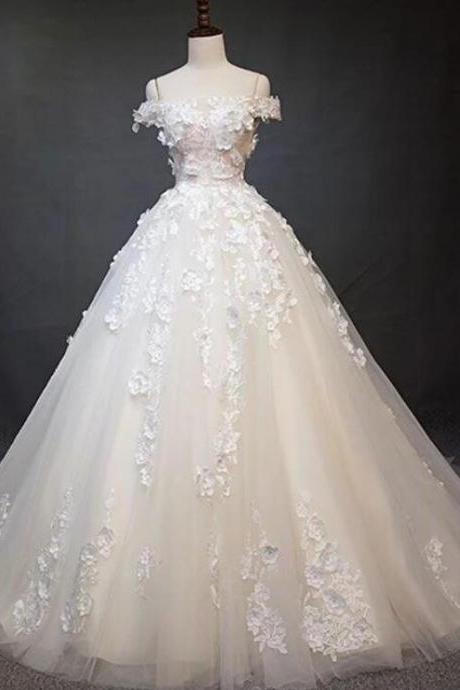 White Tulle Lace Ball Gown Quinceanera Dresses Custom Made Bridal Party Gowns ,white Bridal Gowns