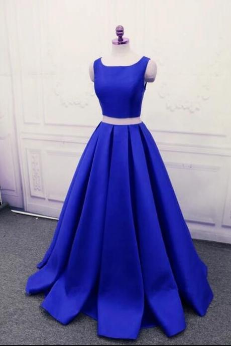 Plus Size Two Pieces Long Prom Dress Simple Women Party Gowns , Long Evening Gowns