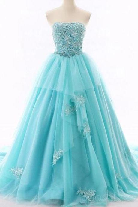 Elegant A Line Lace Long Prom Dresses Custom Made Women Party Gowns , Ball Gown Quinceanera Party Gowns 2020